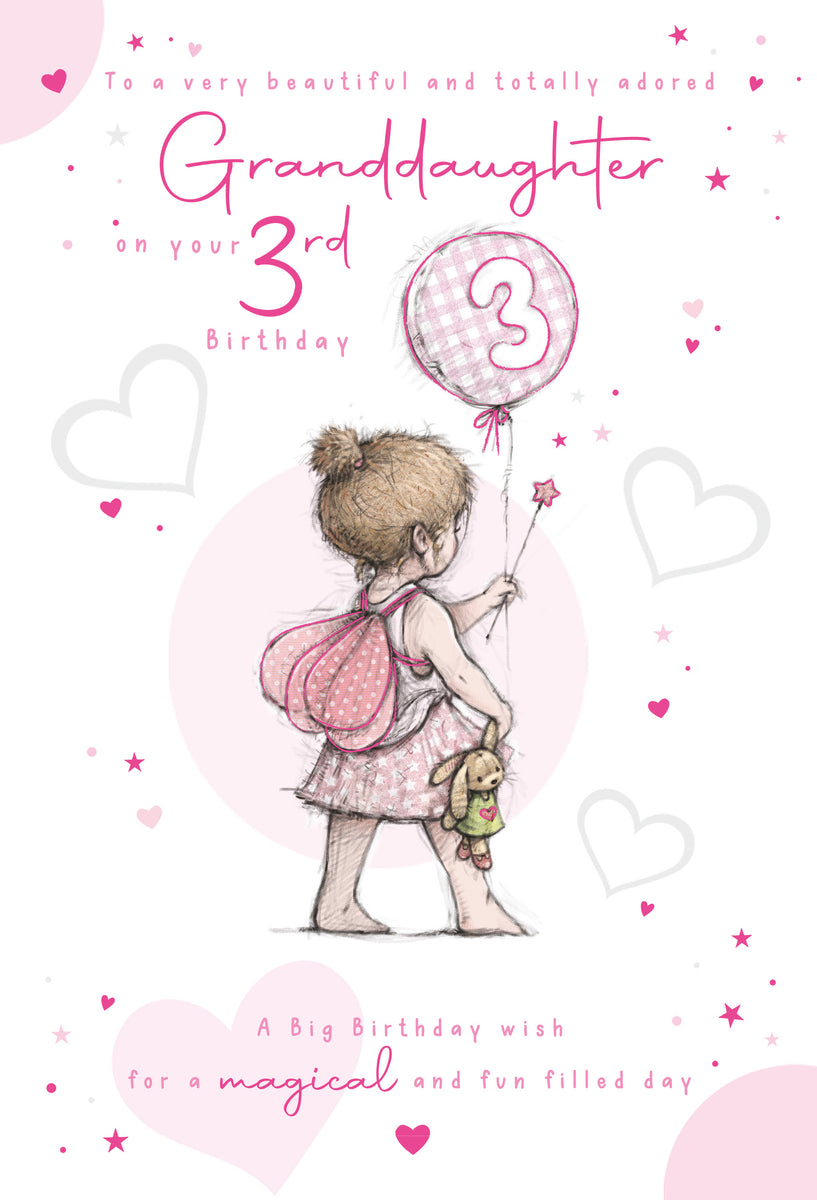 Granddaughter 3rd Birthday Card - Greeting Cards Cherry Orchard Online