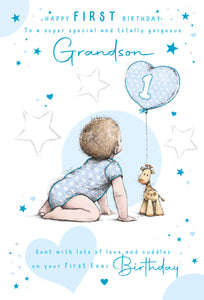 Grandson 1st Birthday Card