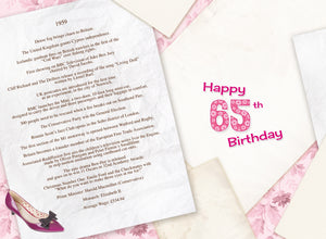 65th Birthday female - Born in 1959