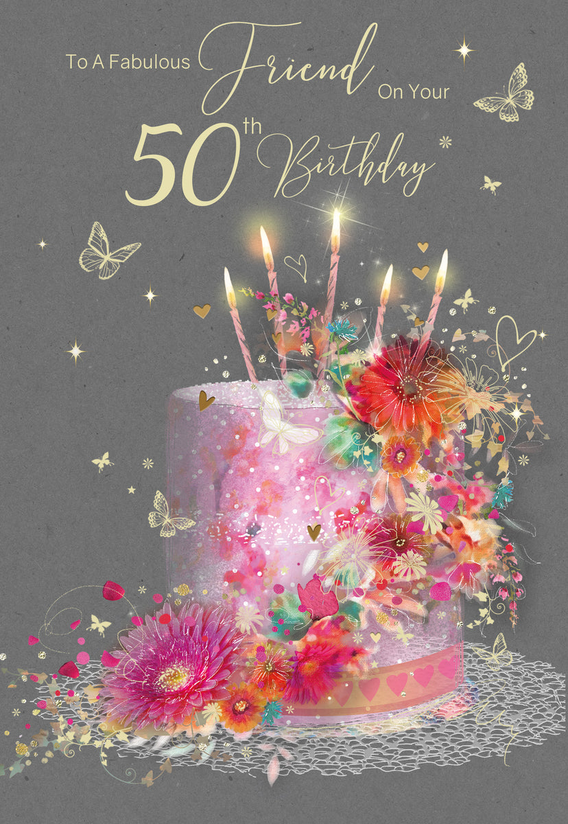 Friend 50th Birthday Card - Birthday Card Cherry Orchard Online
