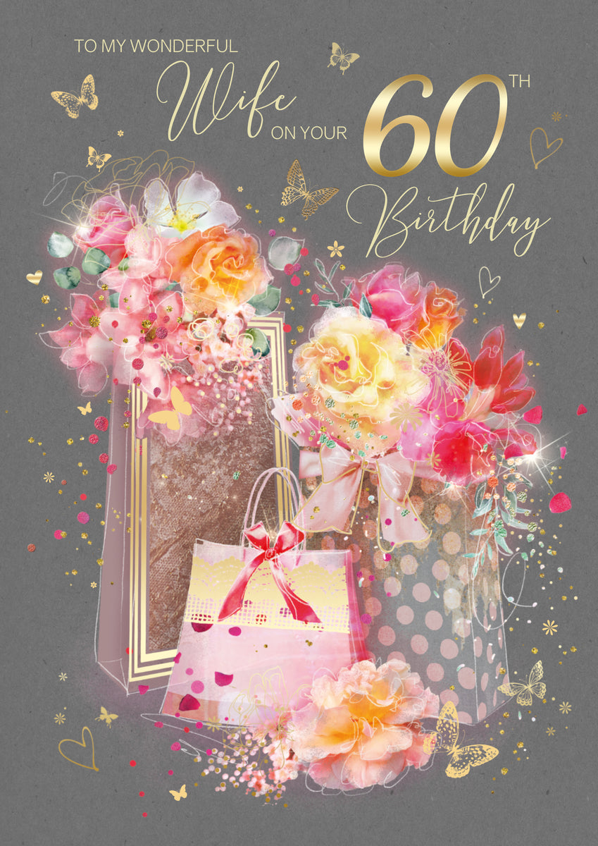 Wife 60th Birthday Card - Greeting Card Cherry Orchard Online